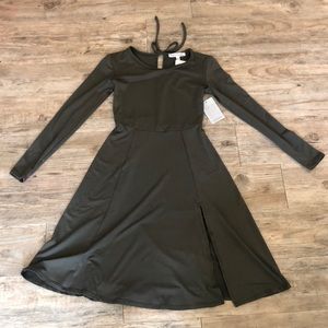 Long sleeve tie back dress in Olive - Velvet Torch - NWT